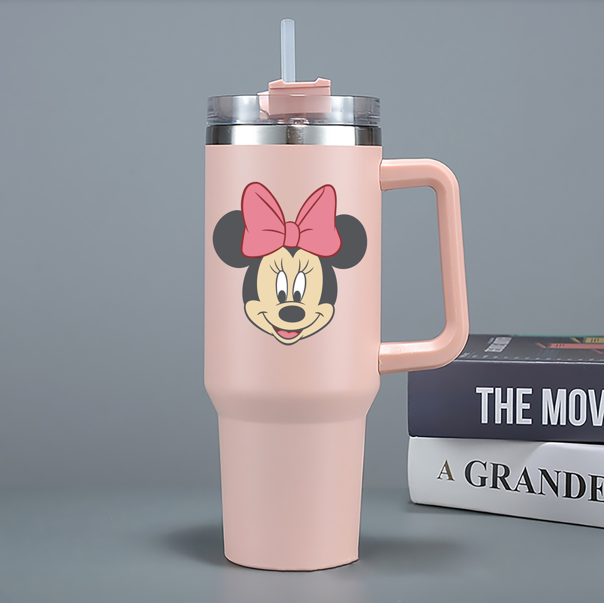（画像用） ミッキーマウス Mickey Mouse 1200mL車用タンブラー - クリスタルステッカー（プラスチックストロー付き）